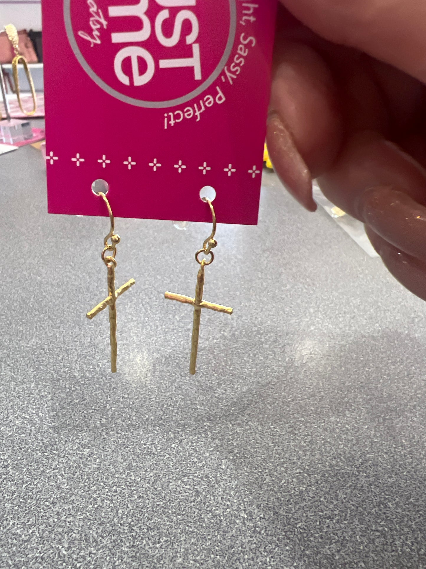 The Sister Label - 16ct Gold Ion Plated Cross Earrings