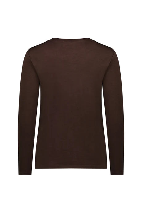 Vassalli - Merino Basic Long Sleeve Crew Neck Top Espresso 4241