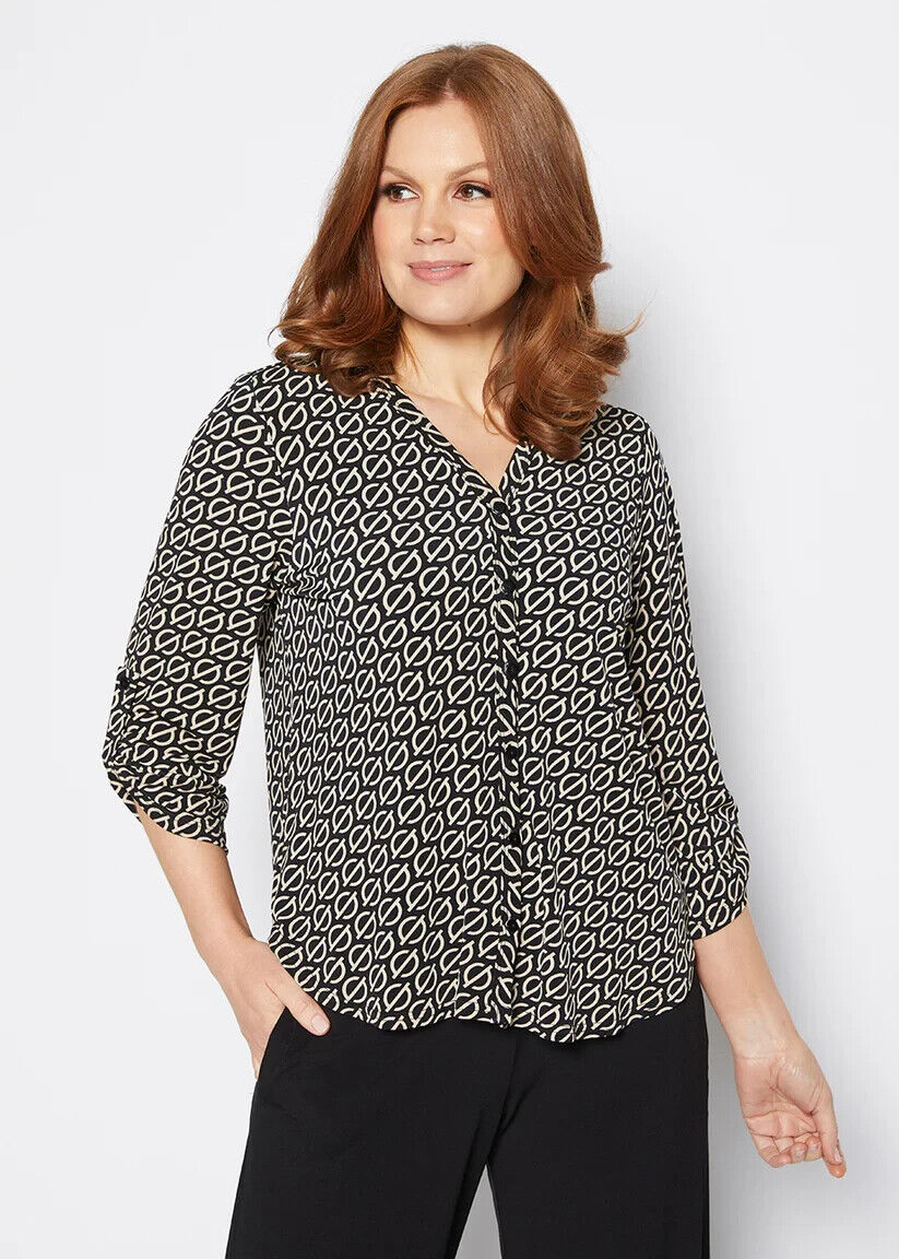 Philosophy Australia - Fisher 3/4 Slv Blouse in Logo - FISHER- SIZE 14