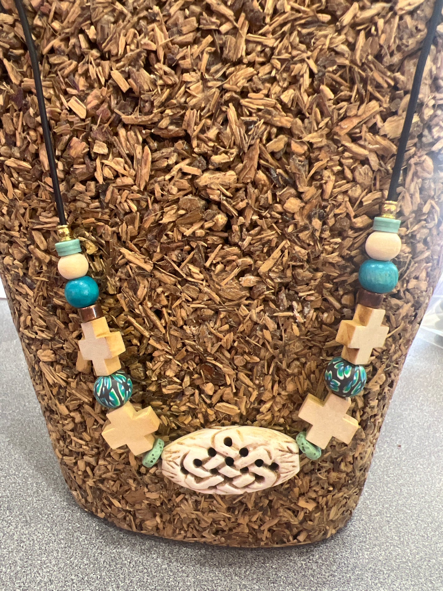 The Sister Label - Carved Wood & Bone Necklace