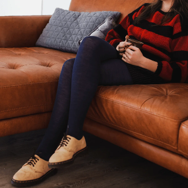 Lamington Merino Wool Textured Tights - Night