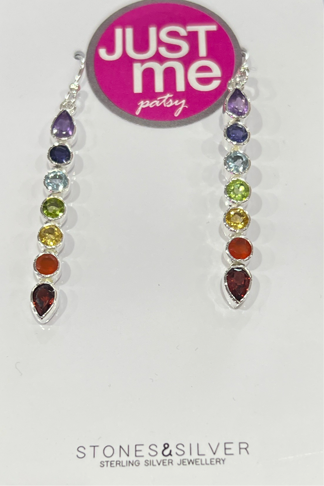 Stones & Silver Chakra Drop Earrings