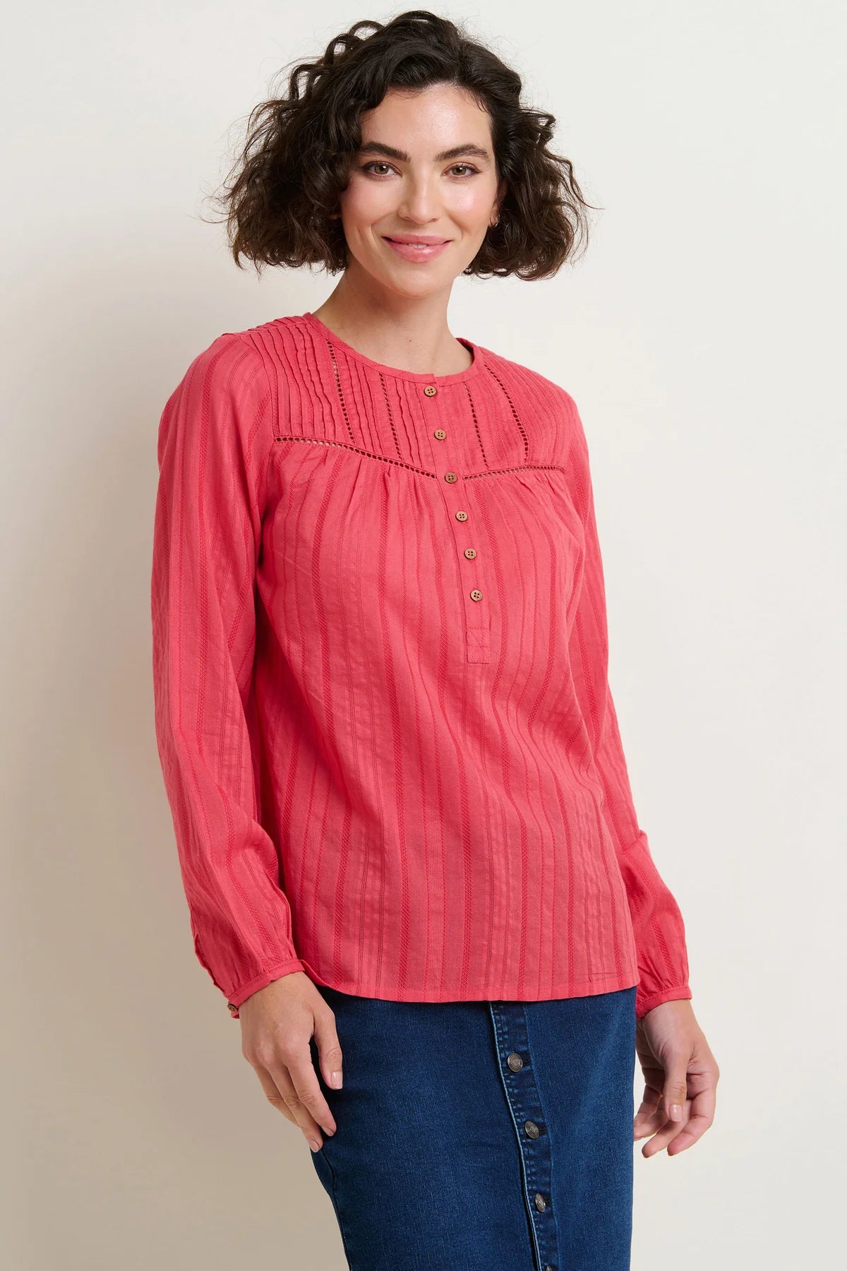 Brakeburn - Penny Pintuck Blouse Red