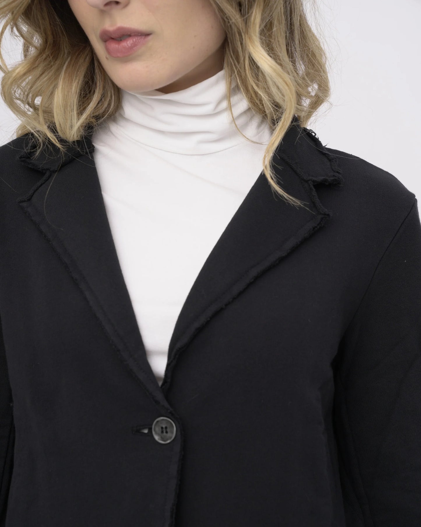 Amici by Baci - Single-Breasted Raw Seam Overcoat Black - 8101388BLKXS