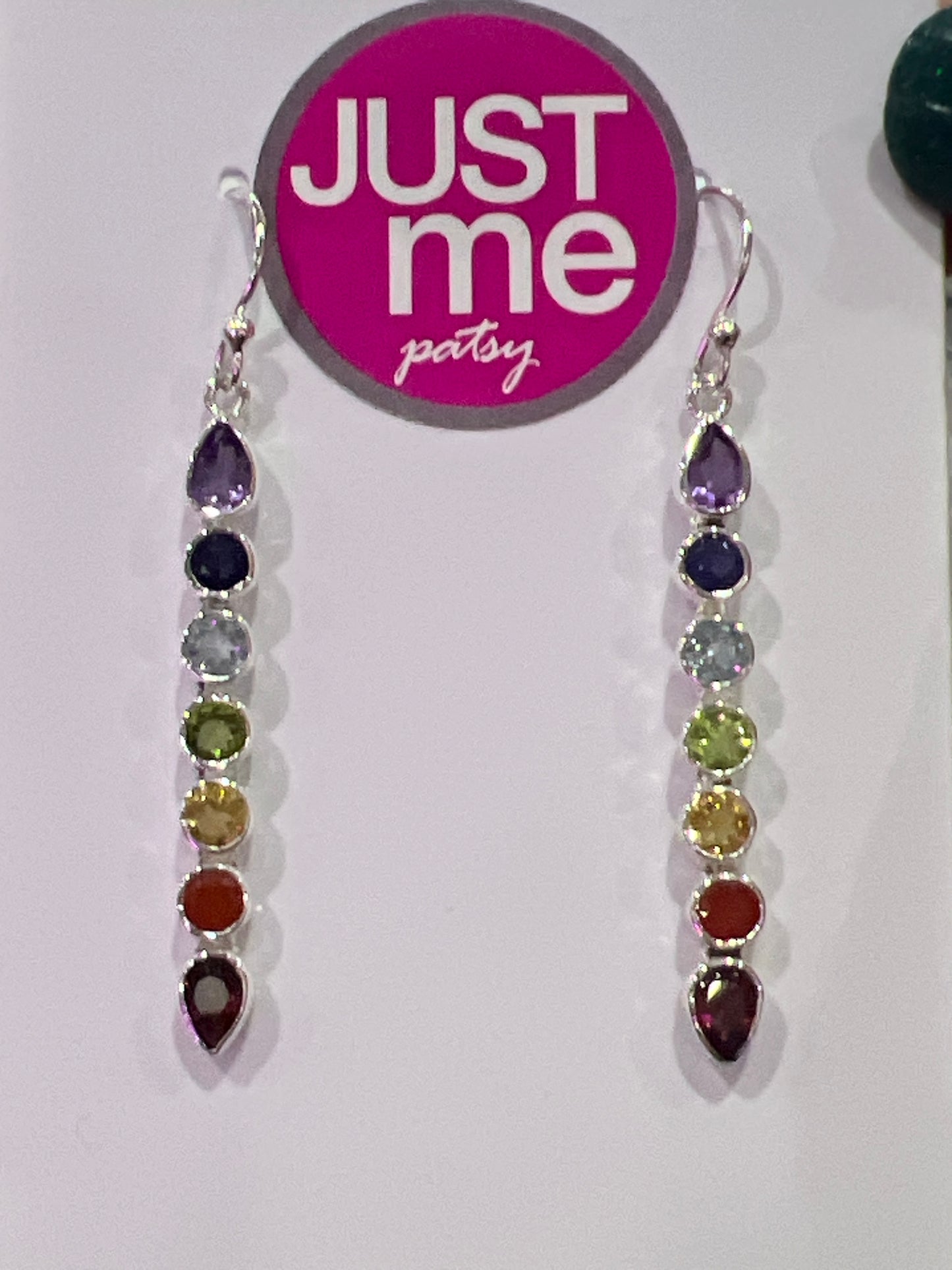 Stones & Silver Chakra Drop Earrings