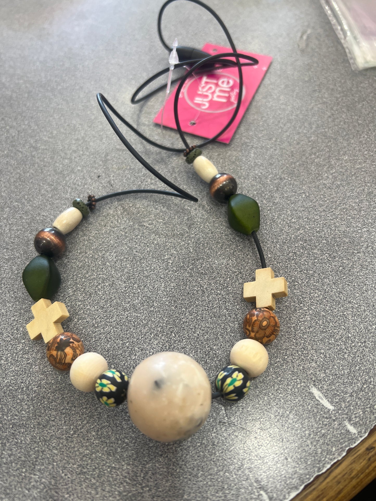 The Sister Label - Stone Brass & Wood Necklace