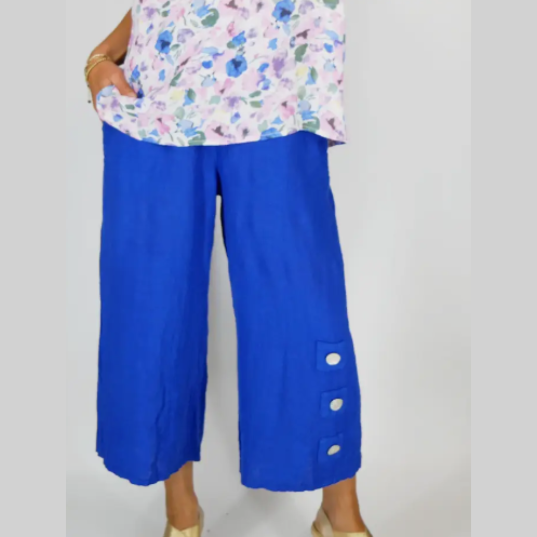 Luca Vanucci - Royal cropped button detail pant with stretch waist | LV1530
