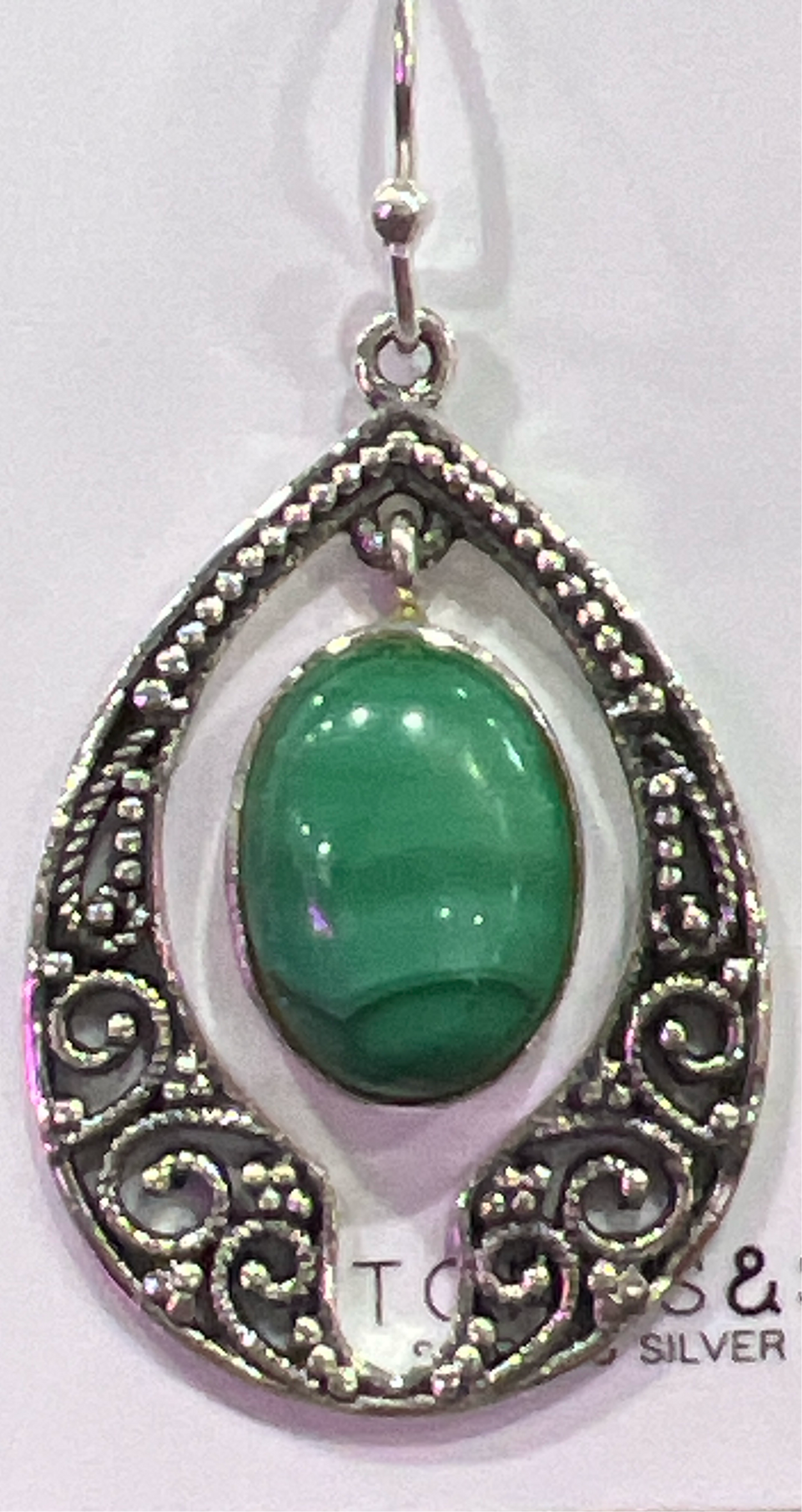 Stones & Silver 925 Malachite & Filigree Pattern Earrings