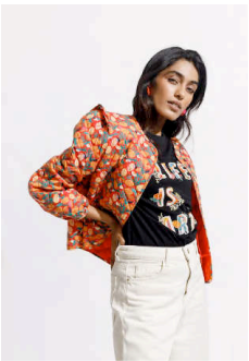 Emily Lovelock - Brenda Quilted Jacket/Orange | J1001