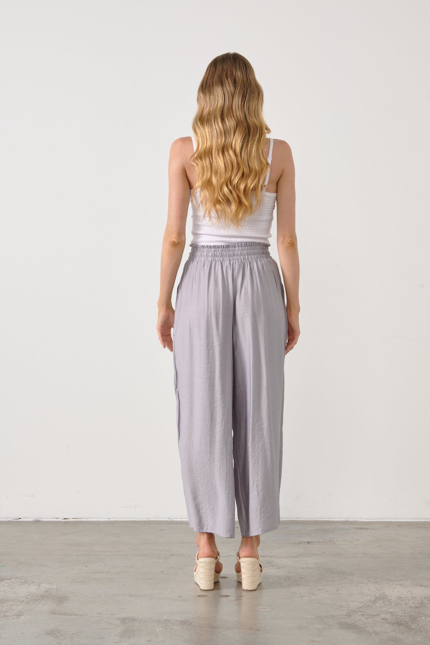 Holmes & Fallon - Pant Wide Leg W/Elastic Waist - Silver