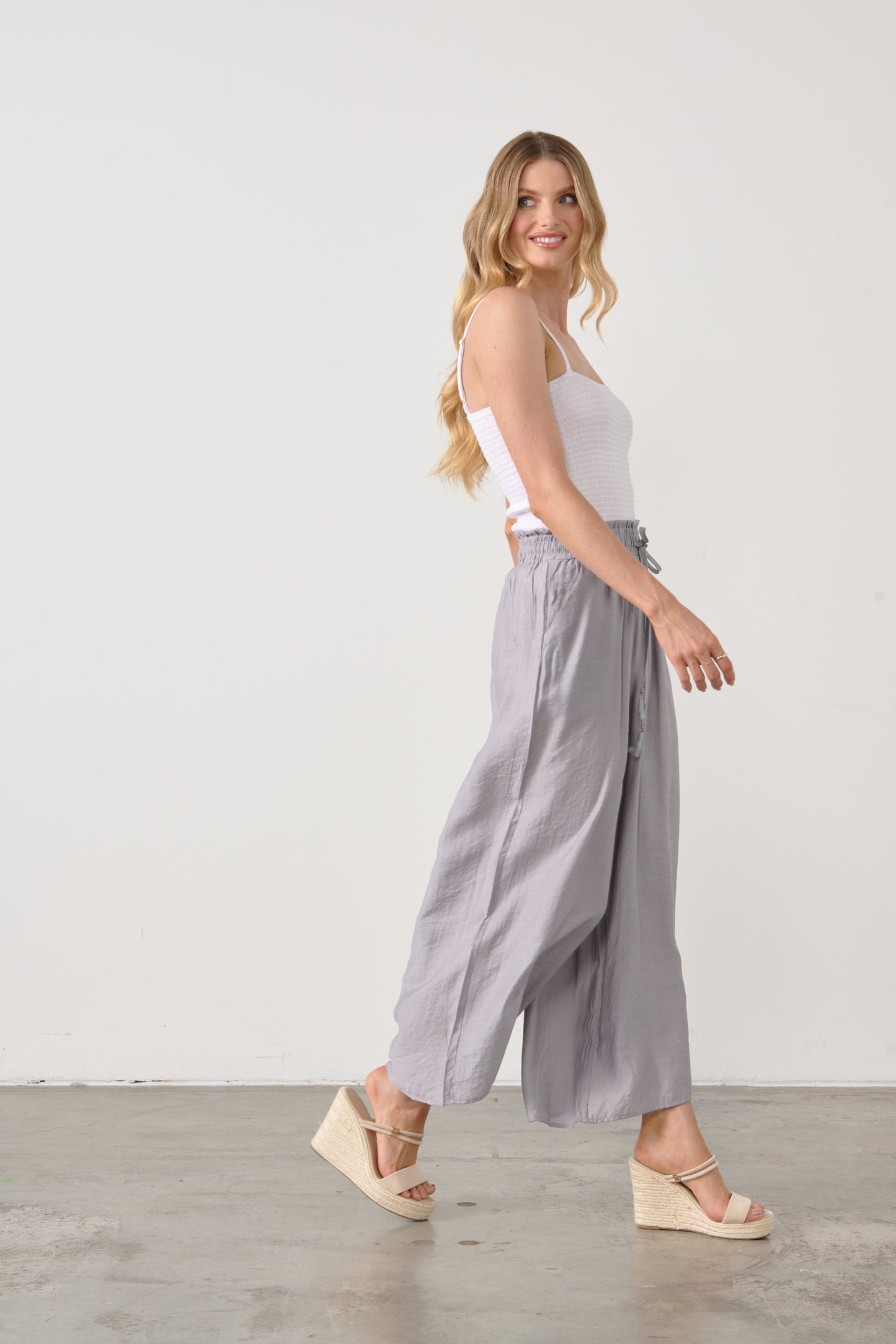 Holmes & Fallon - Pant Wide Leg W/Elastic Waist - Silver