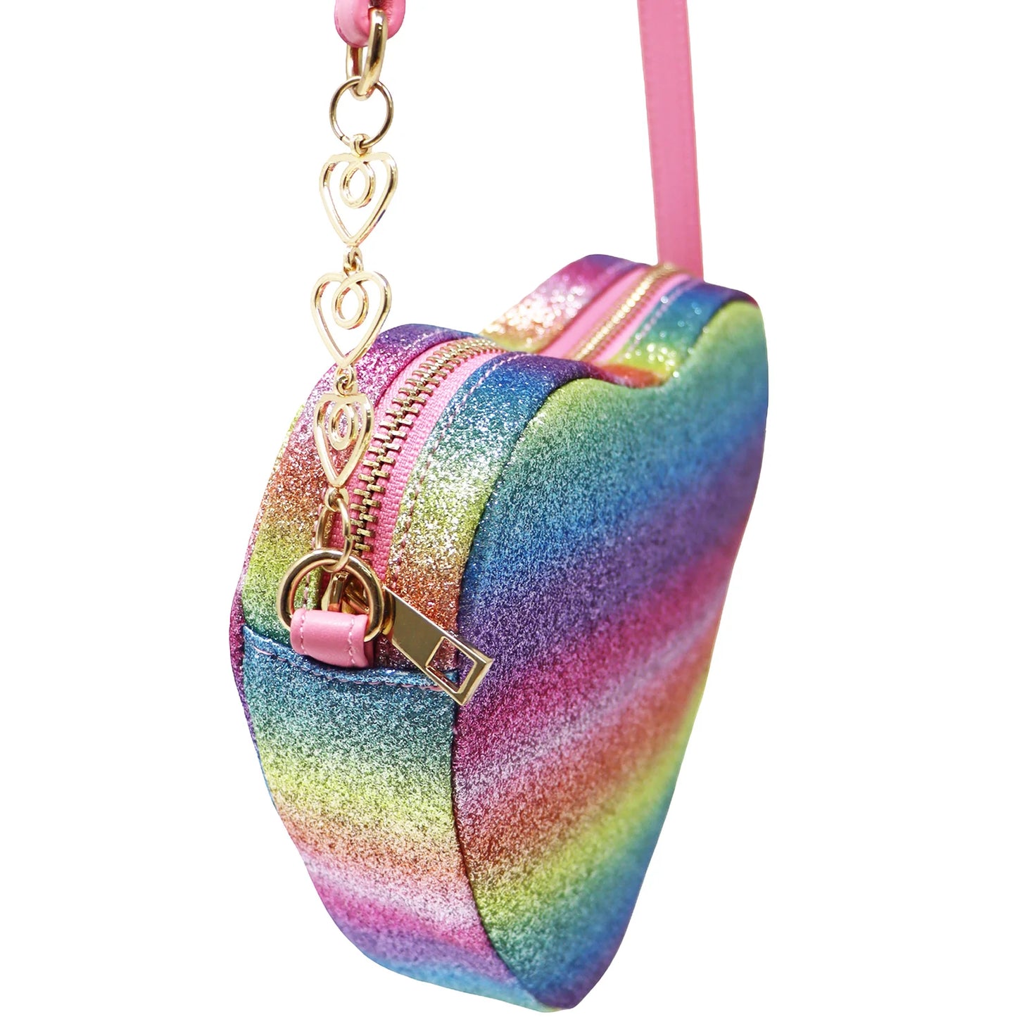 Pink Poppy Heart Crossbody Handbag