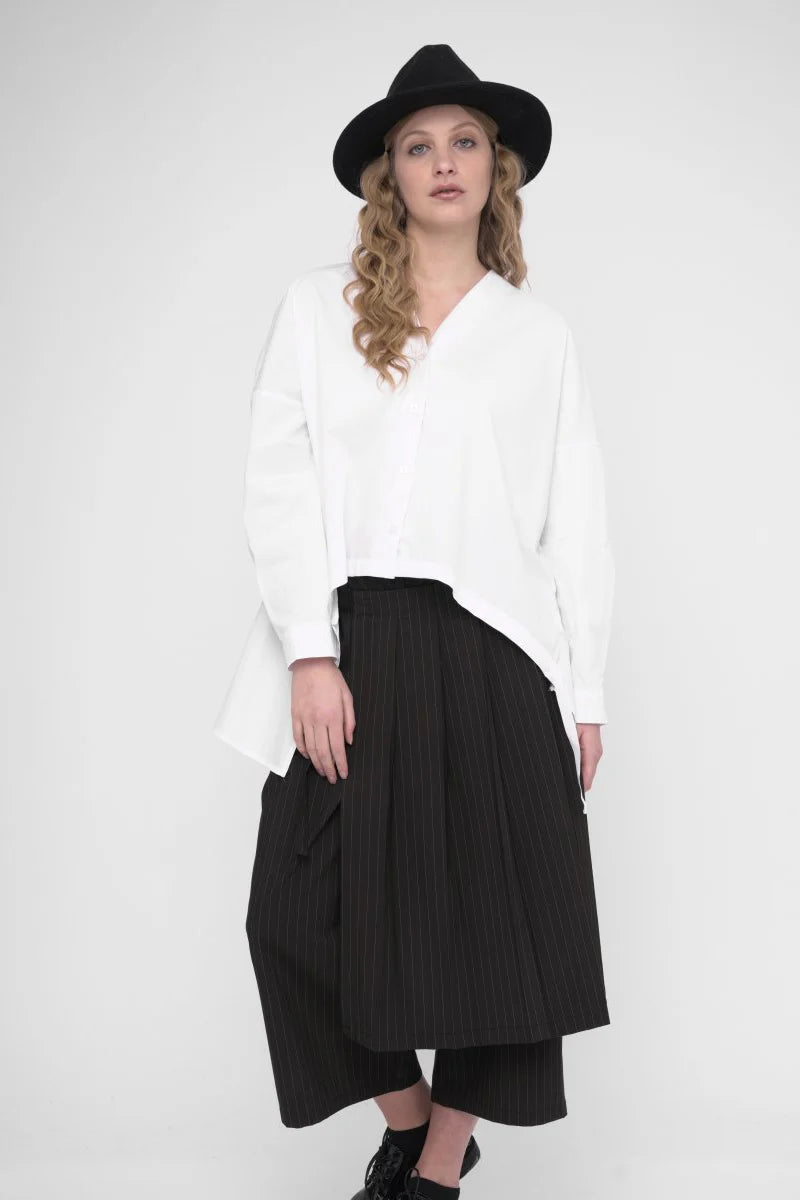 Baci - Striped Pleated Skirt Pant Black - 79202416STRS