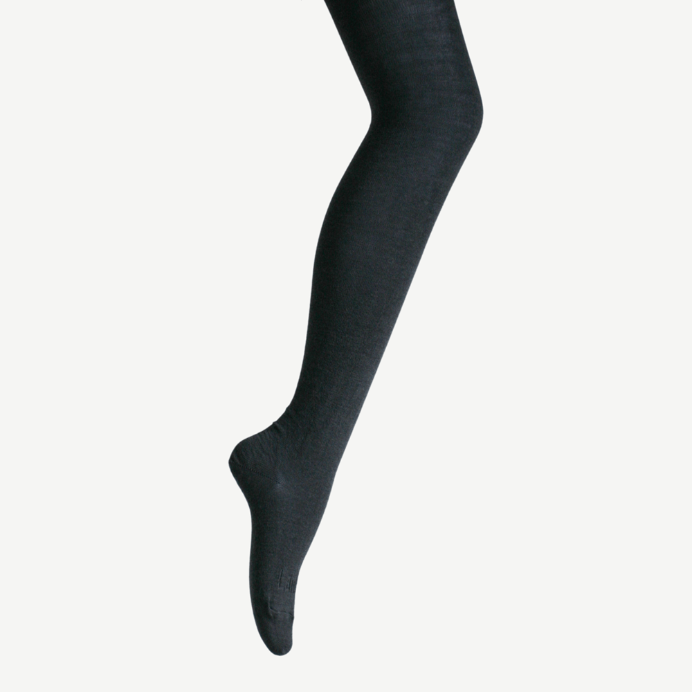 Lamington Merino Wool Flat Knit Tights - Charcoal