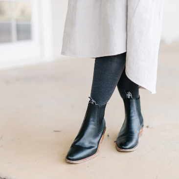 Lamington Merino Wool Flat Knit Tights - Charcoal