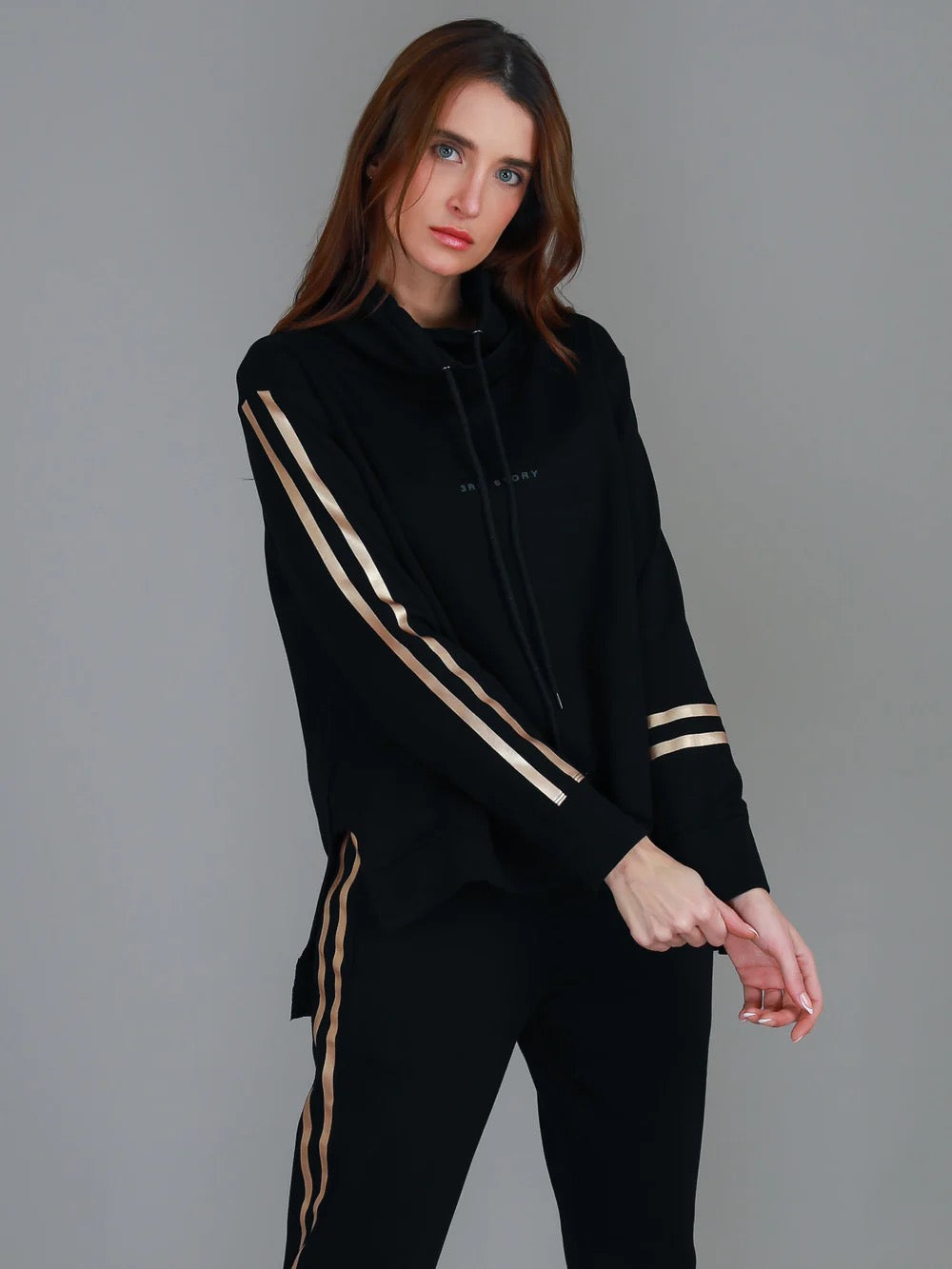 3rd Story Darcy Golden Stripes Logo Sweater