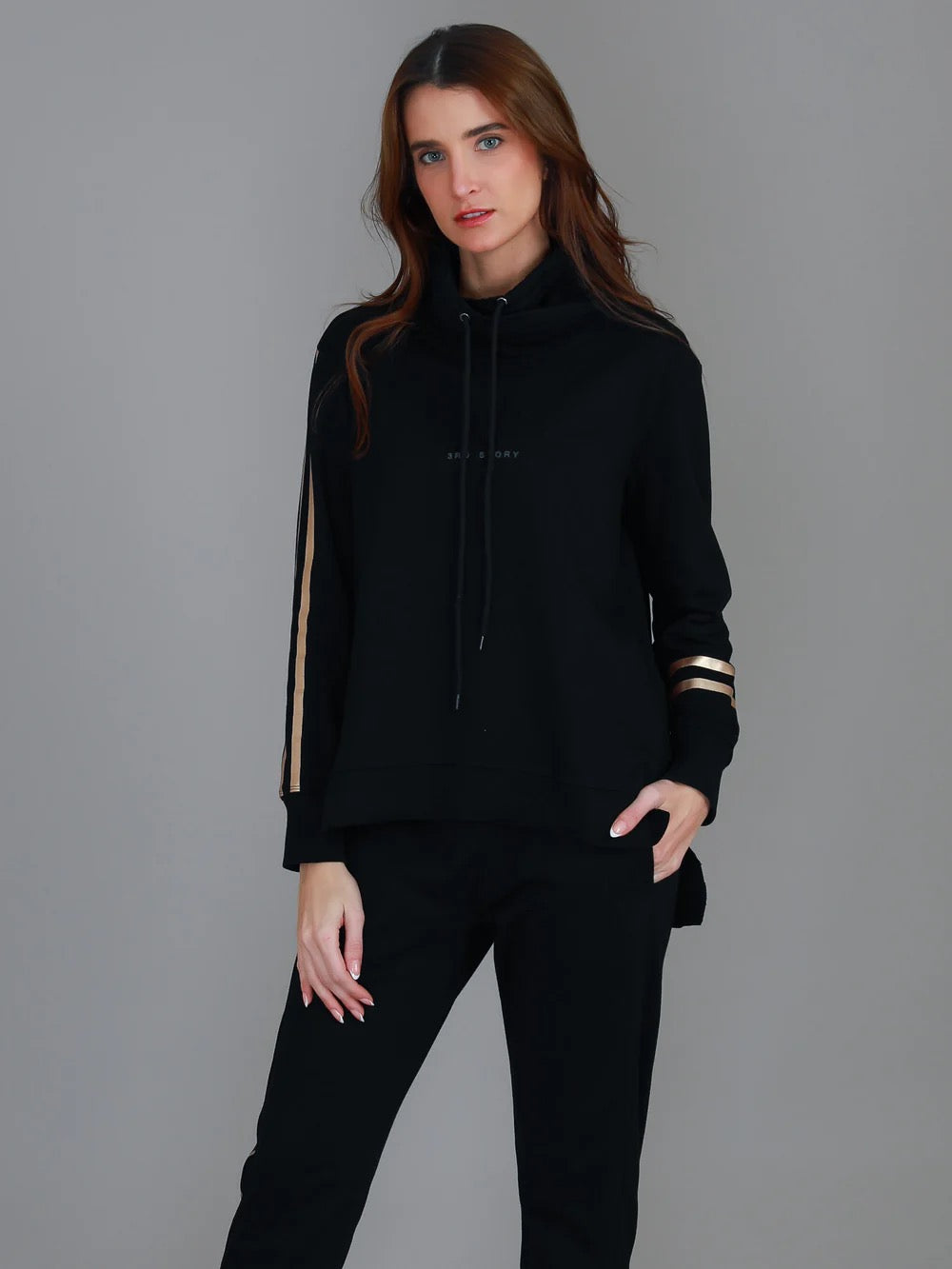 3rd Story Darcy Golden Stripes Logo Sweater