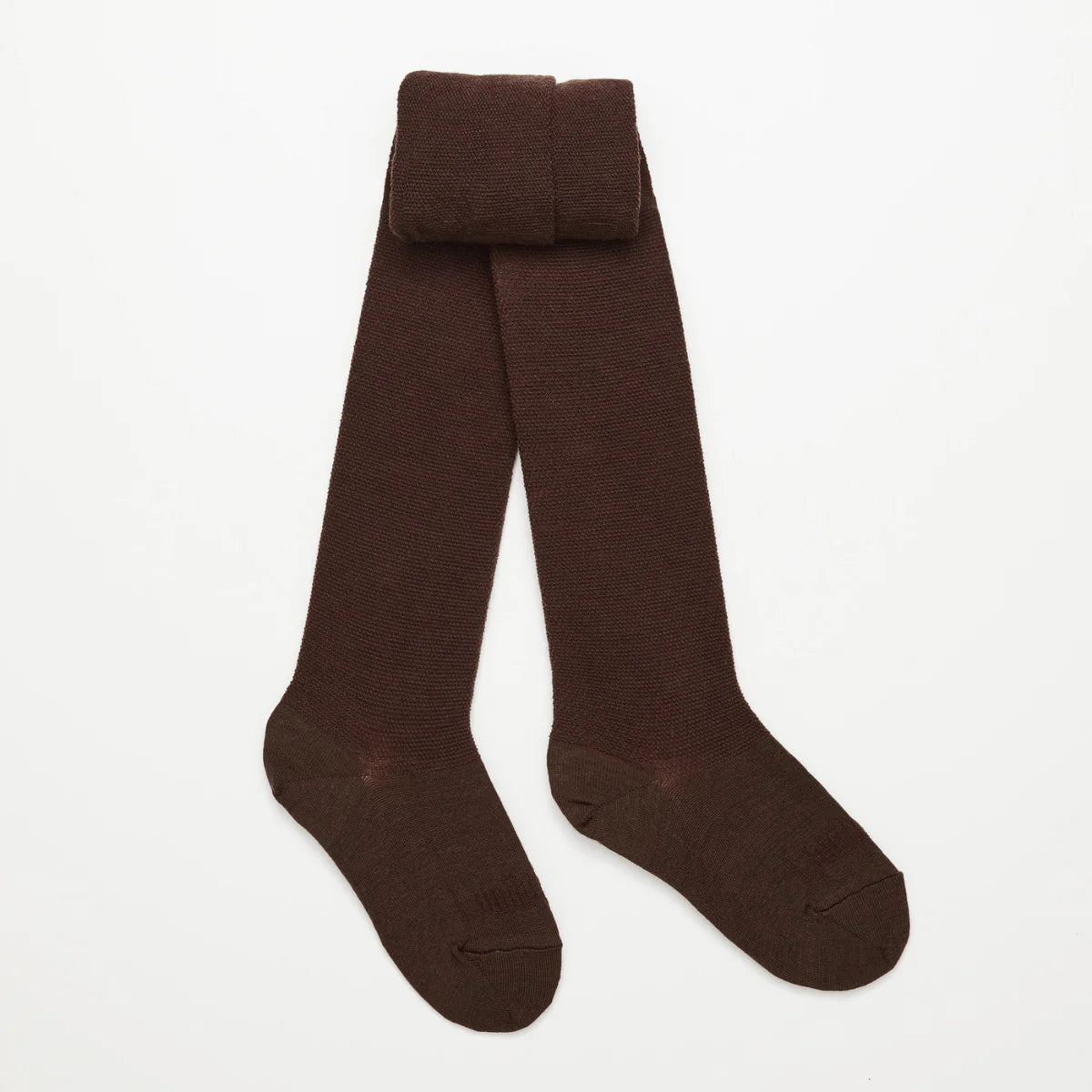Lamington Merino Wool Textured Knit Tights - Cocoa