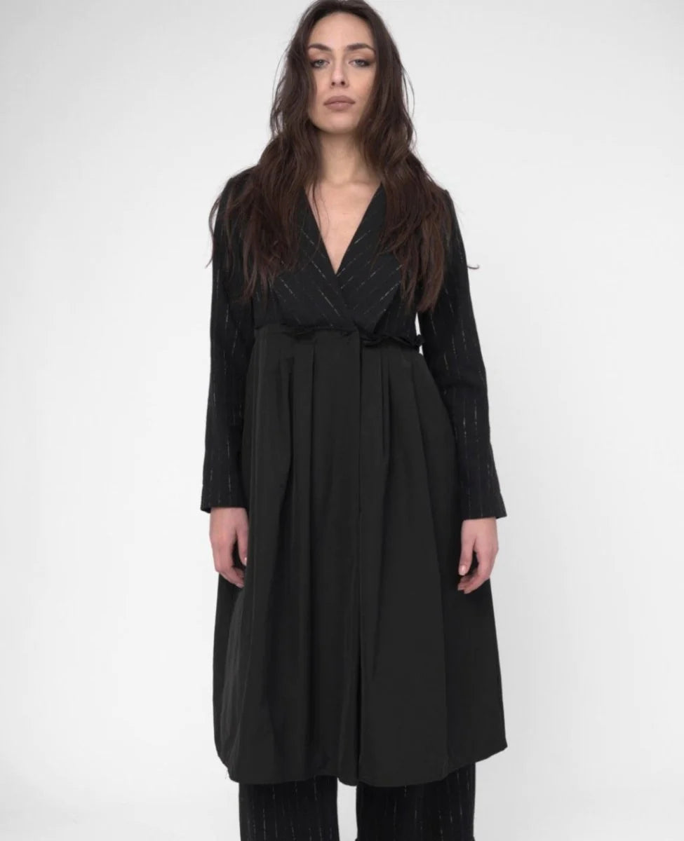 Baci - Dust Coat Pleated Dress Powder - 7002191BLKXS