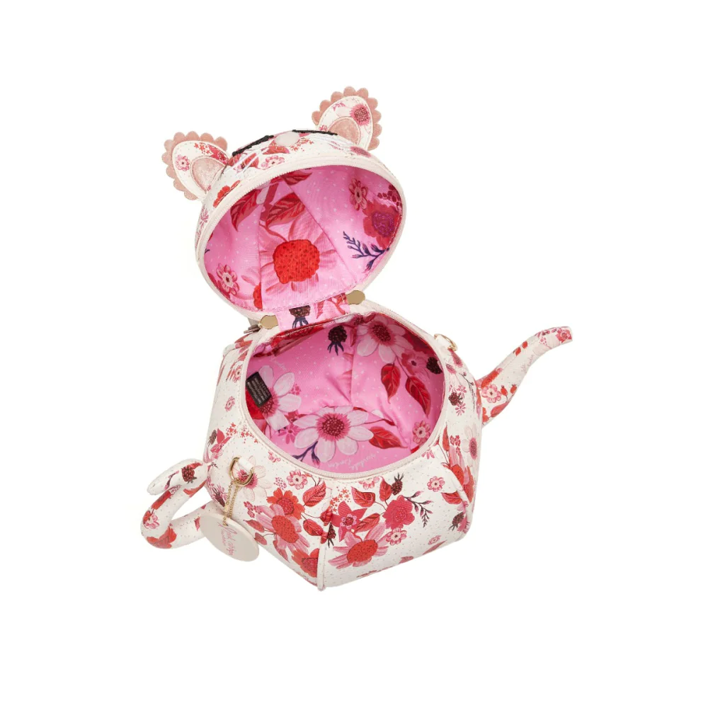 Vendula London Perfectly Pink Afternoon Tea Bus Kitty Teapot Handbag Available Now