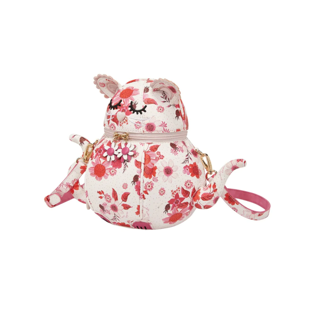 Vendula London Perfectly Pink Afternoon Tea Bus Kitty Teapot Handbag Available Now