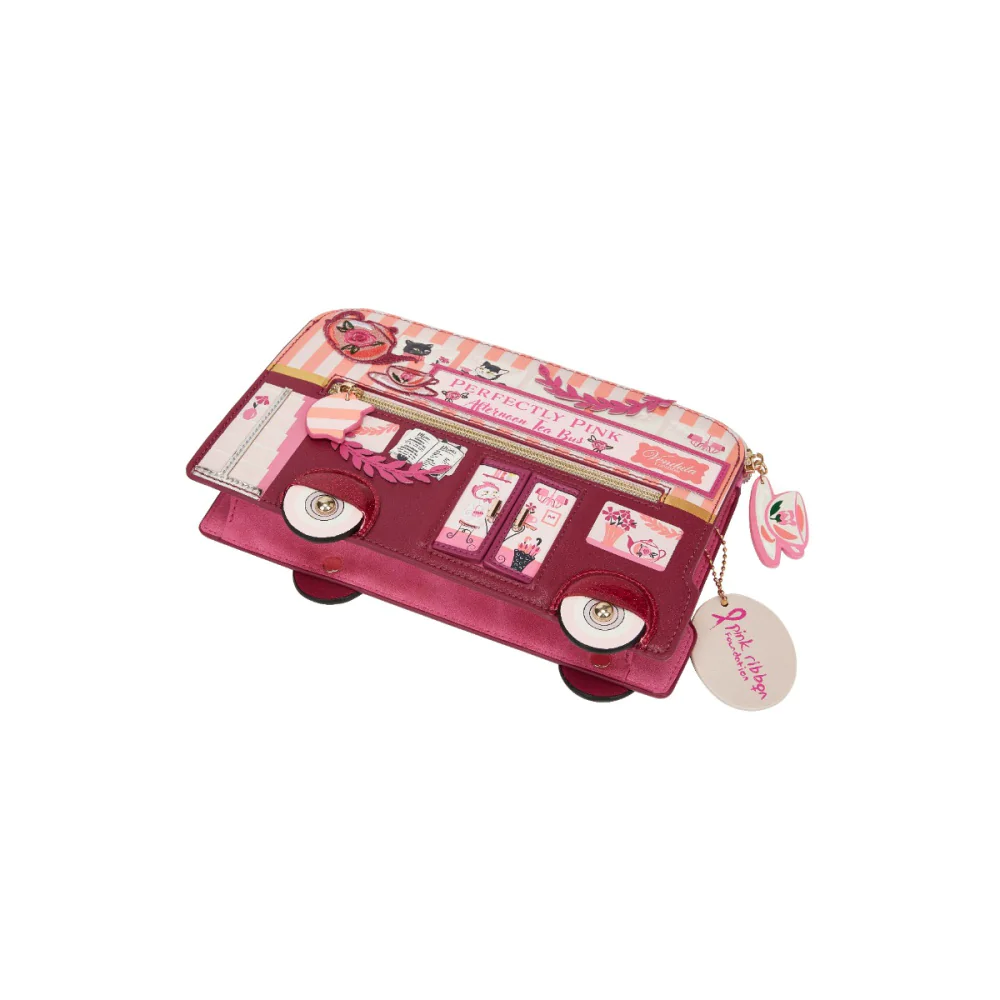Vendula London Perfectly Pink Afternoon Tea Bus Pouch Bag Available Now