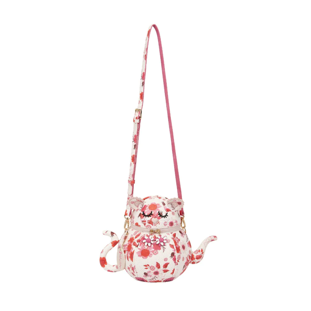 Vendula London Perfectly Pink Afternoon Tea Bus Kitty Teapot Handbag Available Now