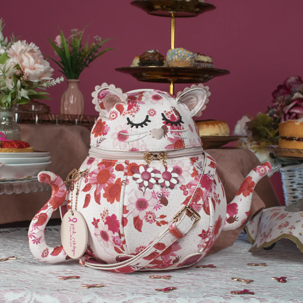 Vendula London Perfectly Pink Afternoon Tea Bus Kitty Teapot Handbag Available Now