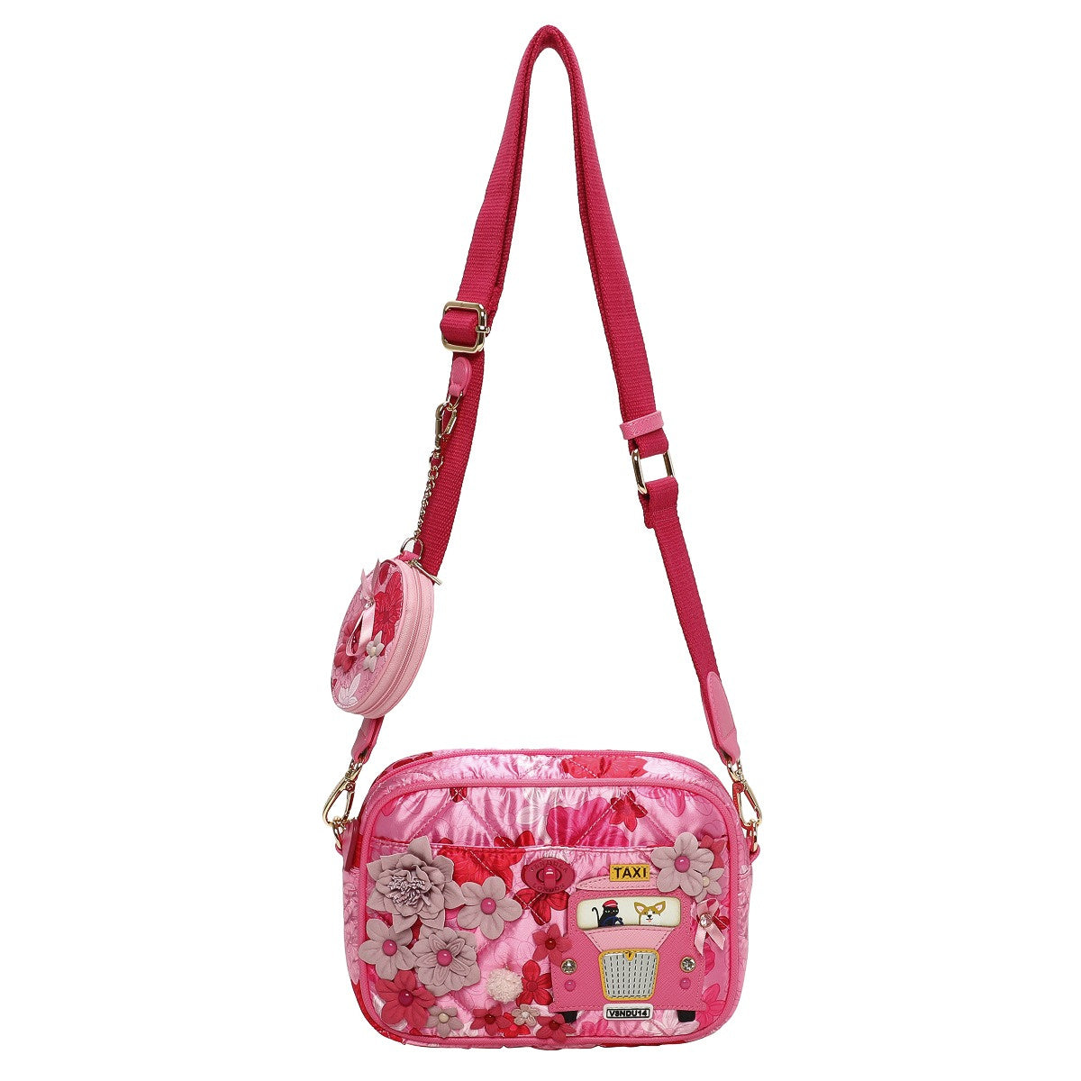 Vendula London - Pink Ribbon London Cats & Corgis Floral Camera Bag