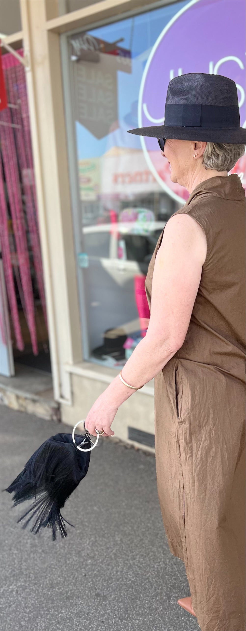 Baci - Organic Cotton Swan Neck Sleeveless Dress in Nutella