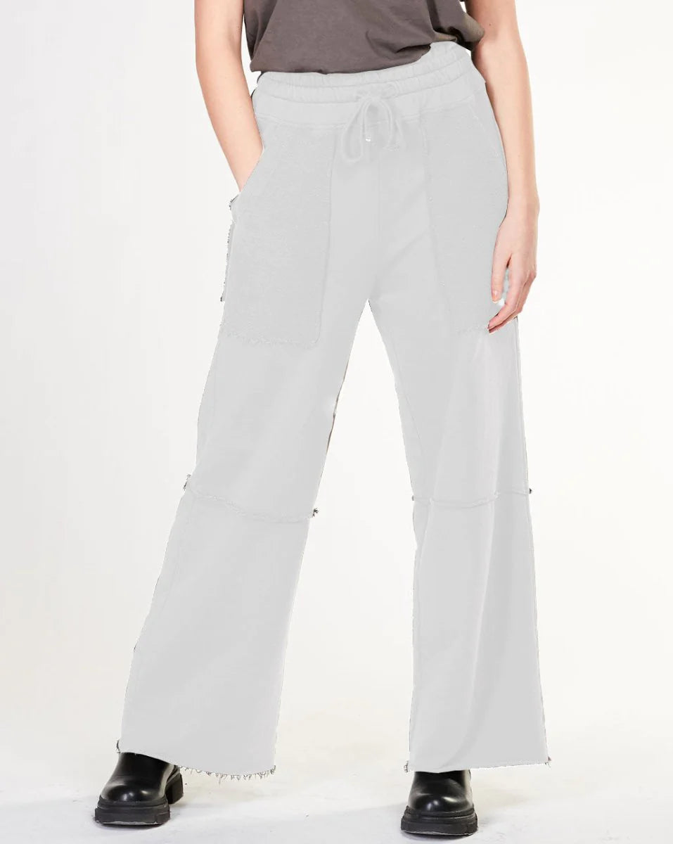 Baci - Raw Stitch Panelled Palazzo Pant White - 1101388WHTS