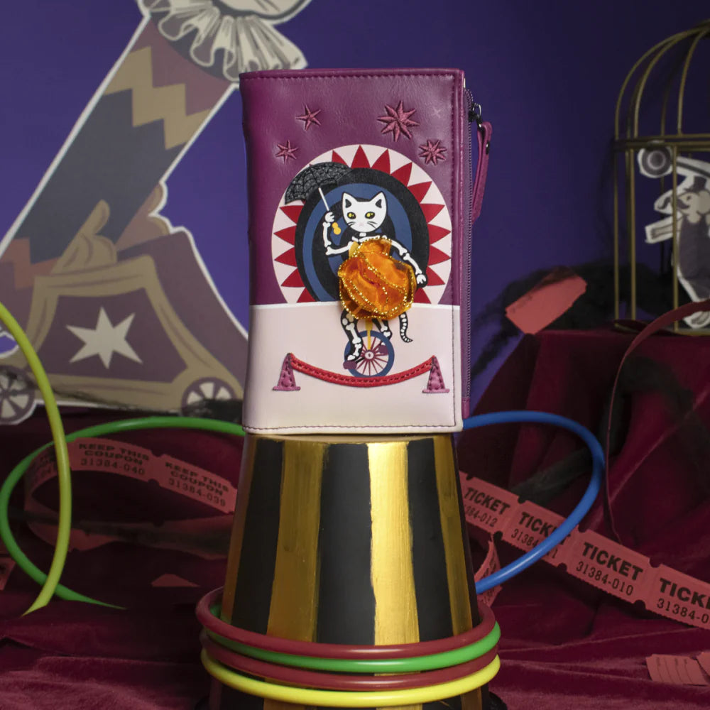 Vendula London Skelecat's Ghost Circus Compact Soft Folding Wallet Available Now