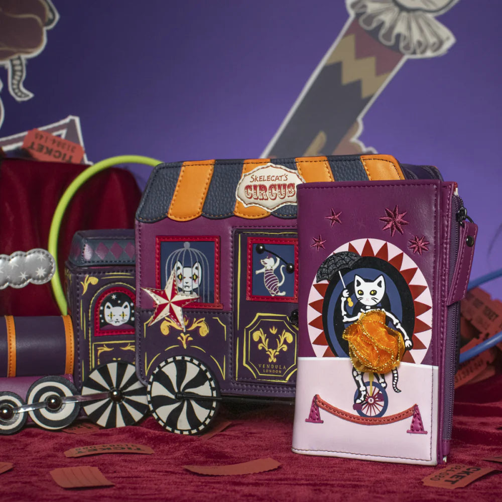 Vendula London Skelecat's Ghost Circus Compact Soft Folding Wallet Available Now