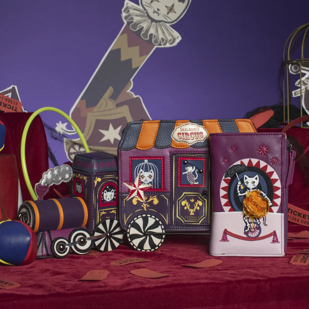 Vendula London Skelecat's Ghost Circus Compact Soft Folding Wallet Available Now