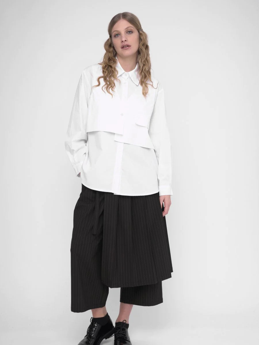 Baci - Striped Pleated Skirt Pant Black - 79202416STRS