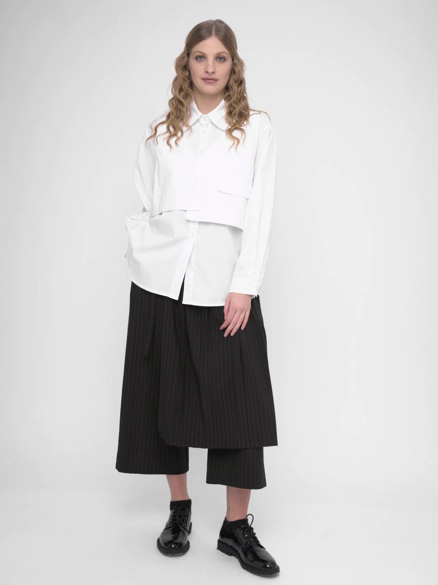 Baci - Striped Pleated Skirt Pant Black - 79202416STRS
