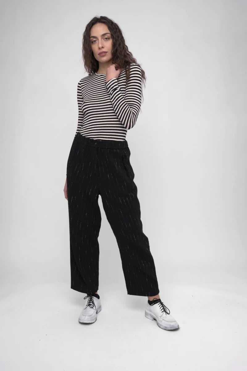 Baci - Striped Wide Leg Pant Black 45130BLKXS