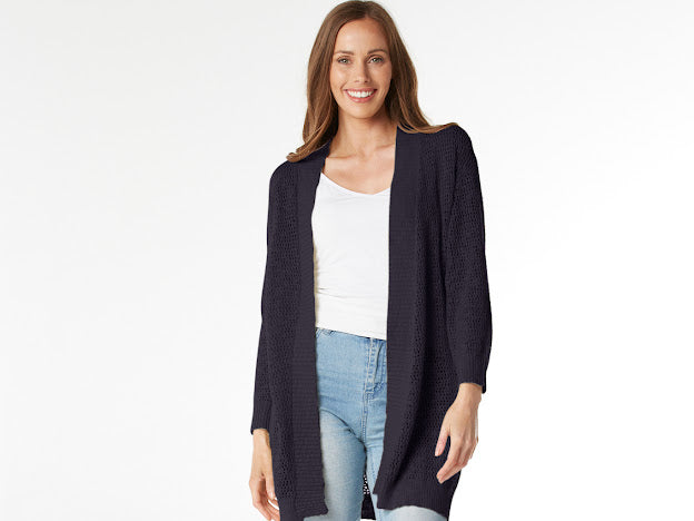 Bella Knitwear - Pointelle Long Line Cardigan