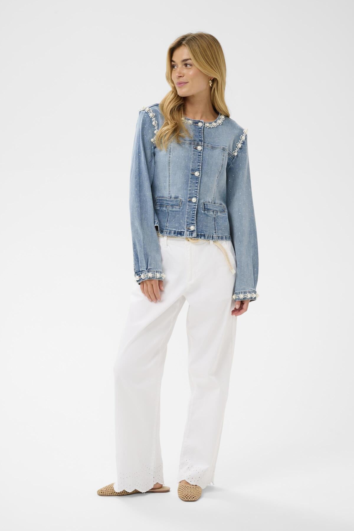 Cream - Sio Sparkle Pearl Denim Jacket