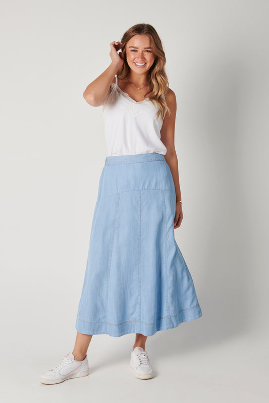 The Laboratory - Maxi Skirt in Chambray Blue | 123674i