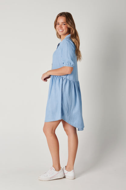 The Laboratory - Drop Back Dress in Chambray Blue | 123675