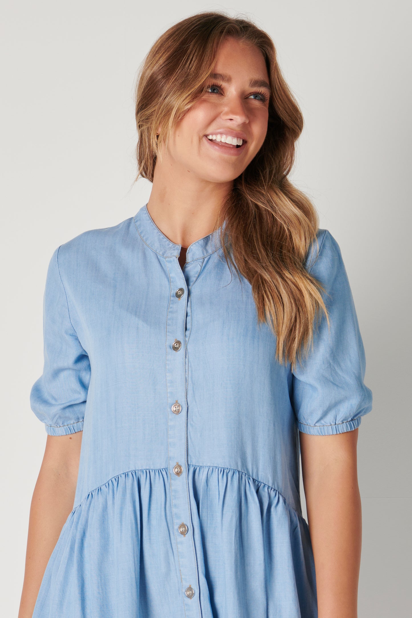 The Laboratory - Drop Back Dress in Chambray Blue | 123675