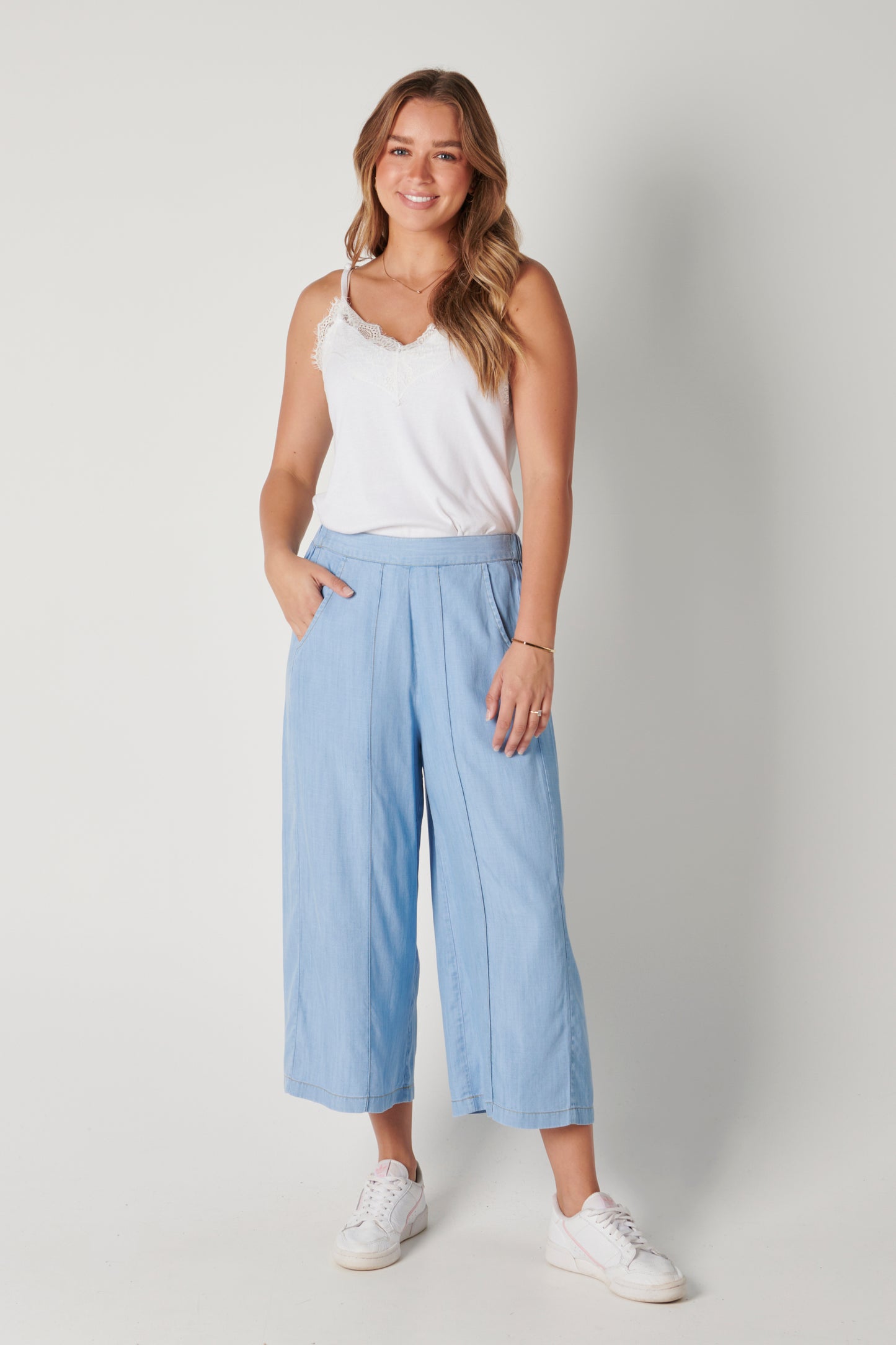 The Laboratory - Seam Front Culotte in Chambray Blue | 123679