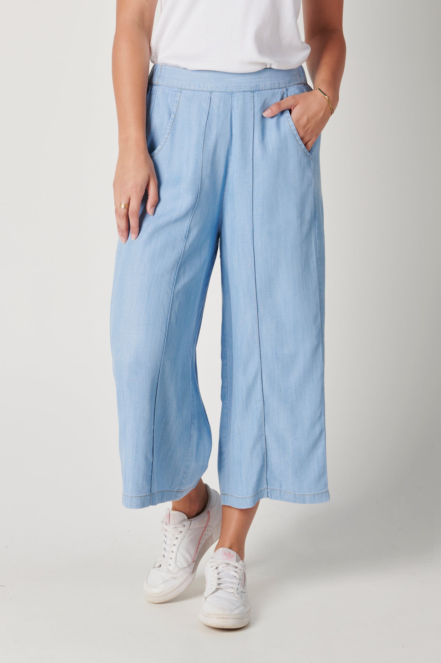 The Laboratory - Seam Front Culotte in Chambray Blue | 123679