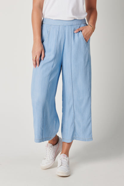 The Laboratory - Seam Front Culotte in Chambray Blue | 123679