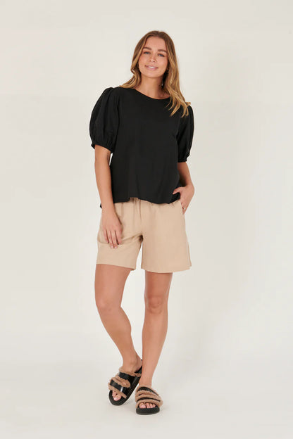 One Ten Willow - Panel Sleeve Top - Black