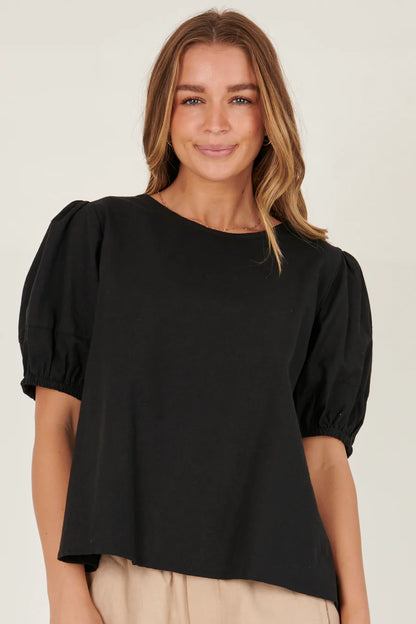 One Ten Willow - Panel Sleeve Top - Black