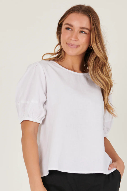 One Ten Willow - Panel Sleeve Top - White