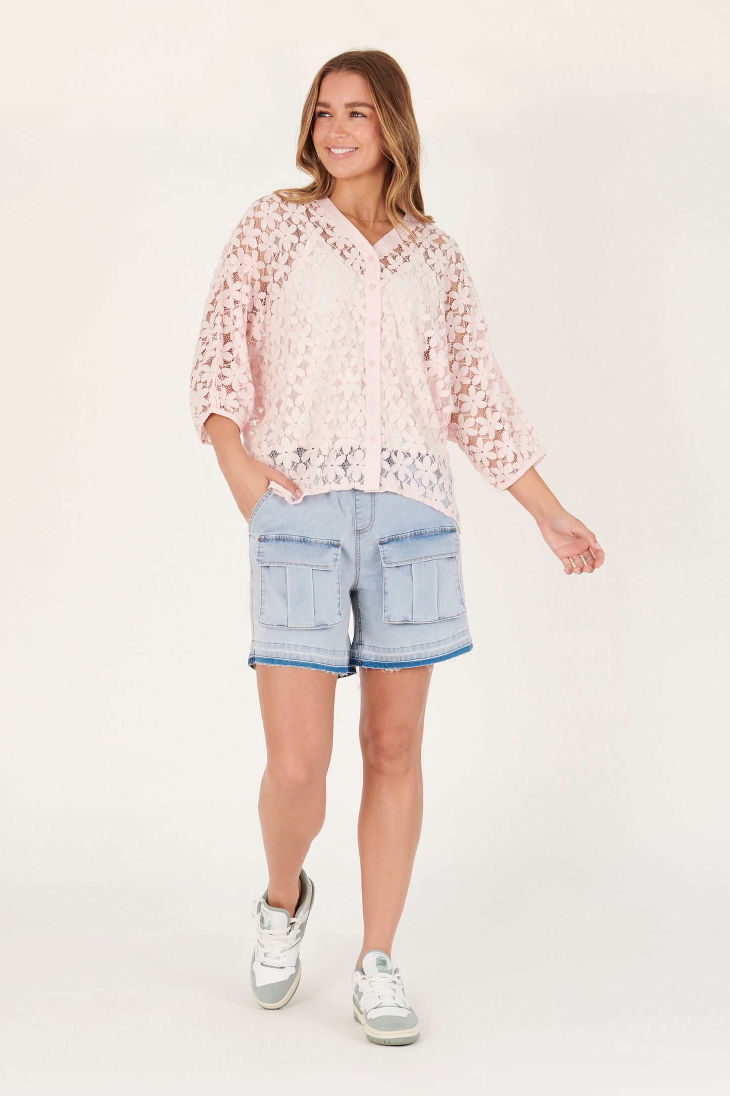 Ellis & Dewey - Batwing Blouse Soft Pink