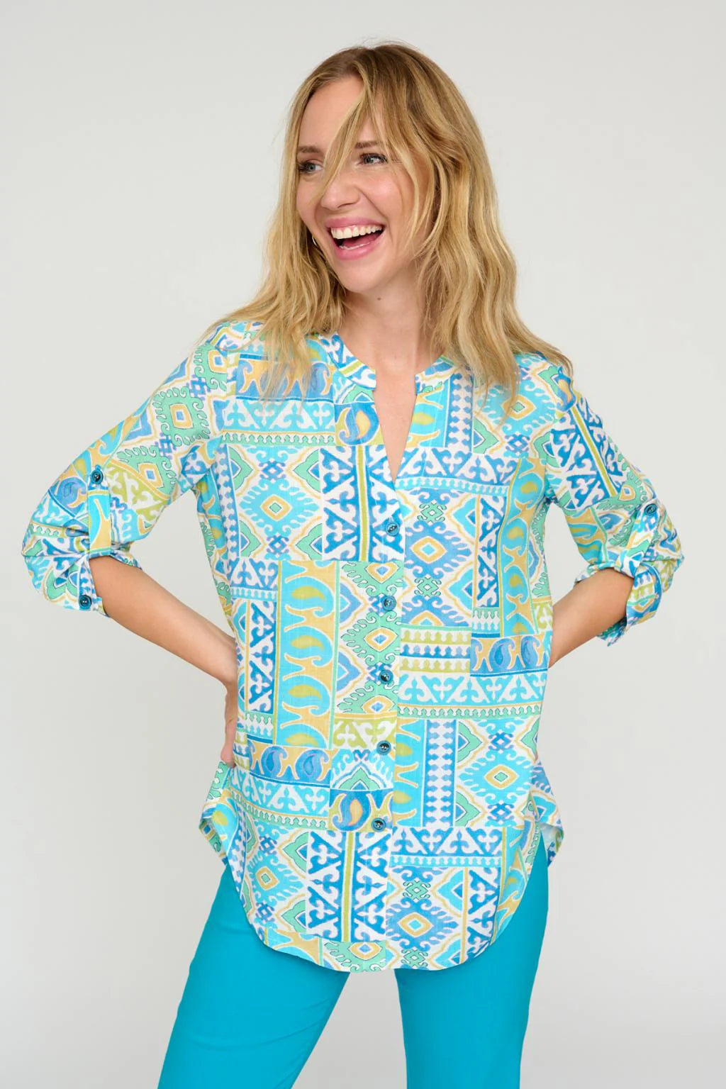 Tinta & Bariloche - Turquoise Batia Blouse